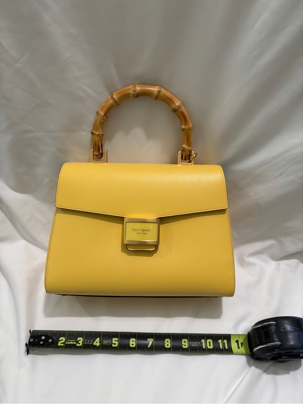kate spade Yellow Leather Satchel with Bamboo Top Handle - Picture 2 of 6